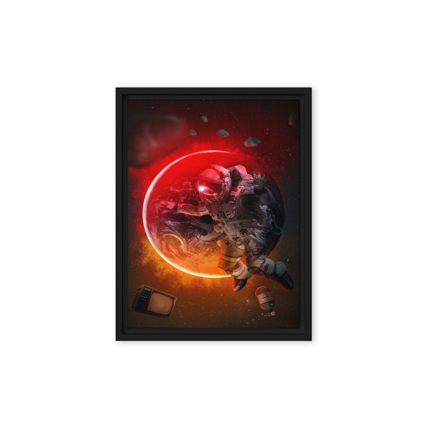 Stellar Serenity: Captivating Cool Astronaut in Space Framed Wall Art Canvas - KingKanvas