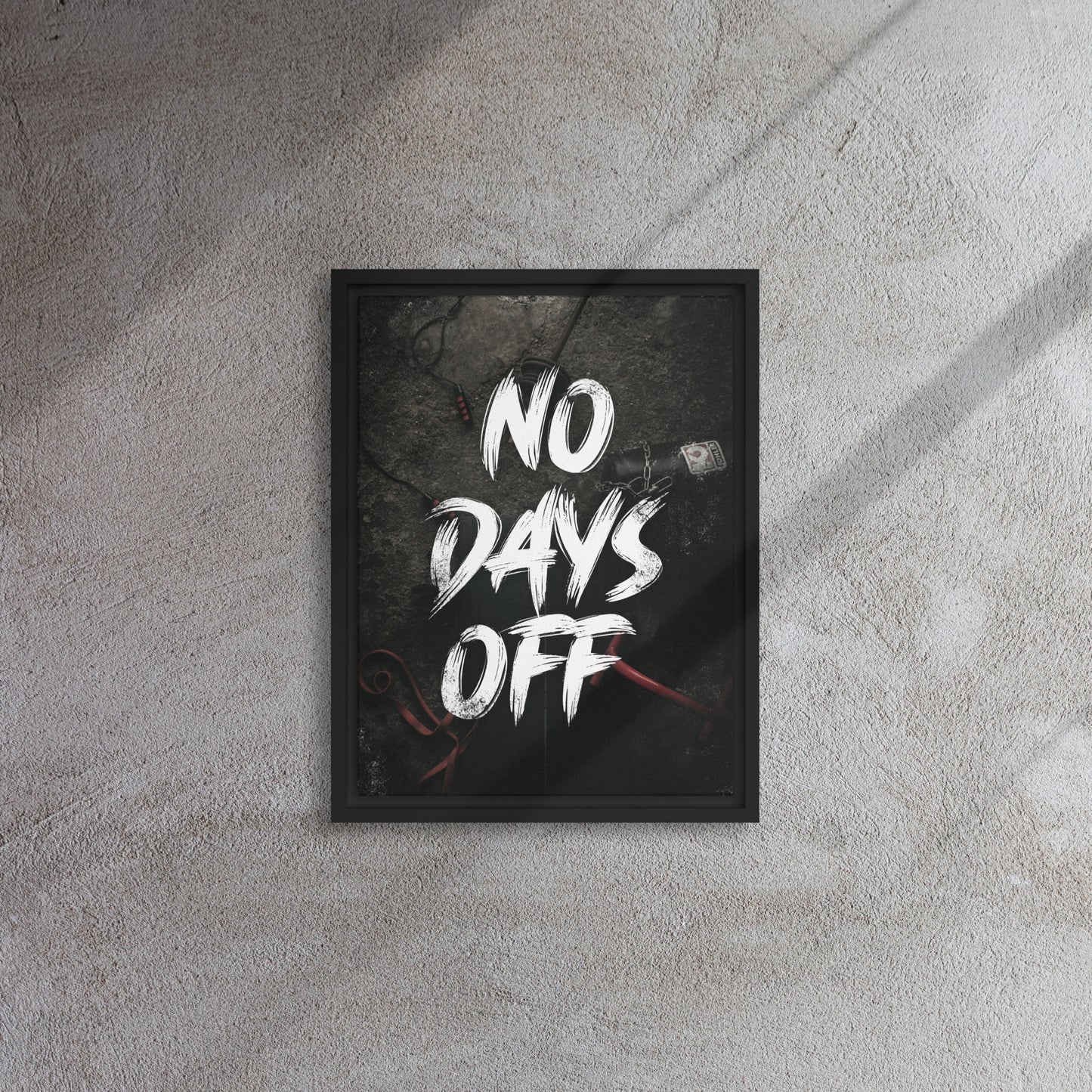 Unleash Your Dedication: 'No Days Off' Framed Gym Art Canvas - KingKanvas