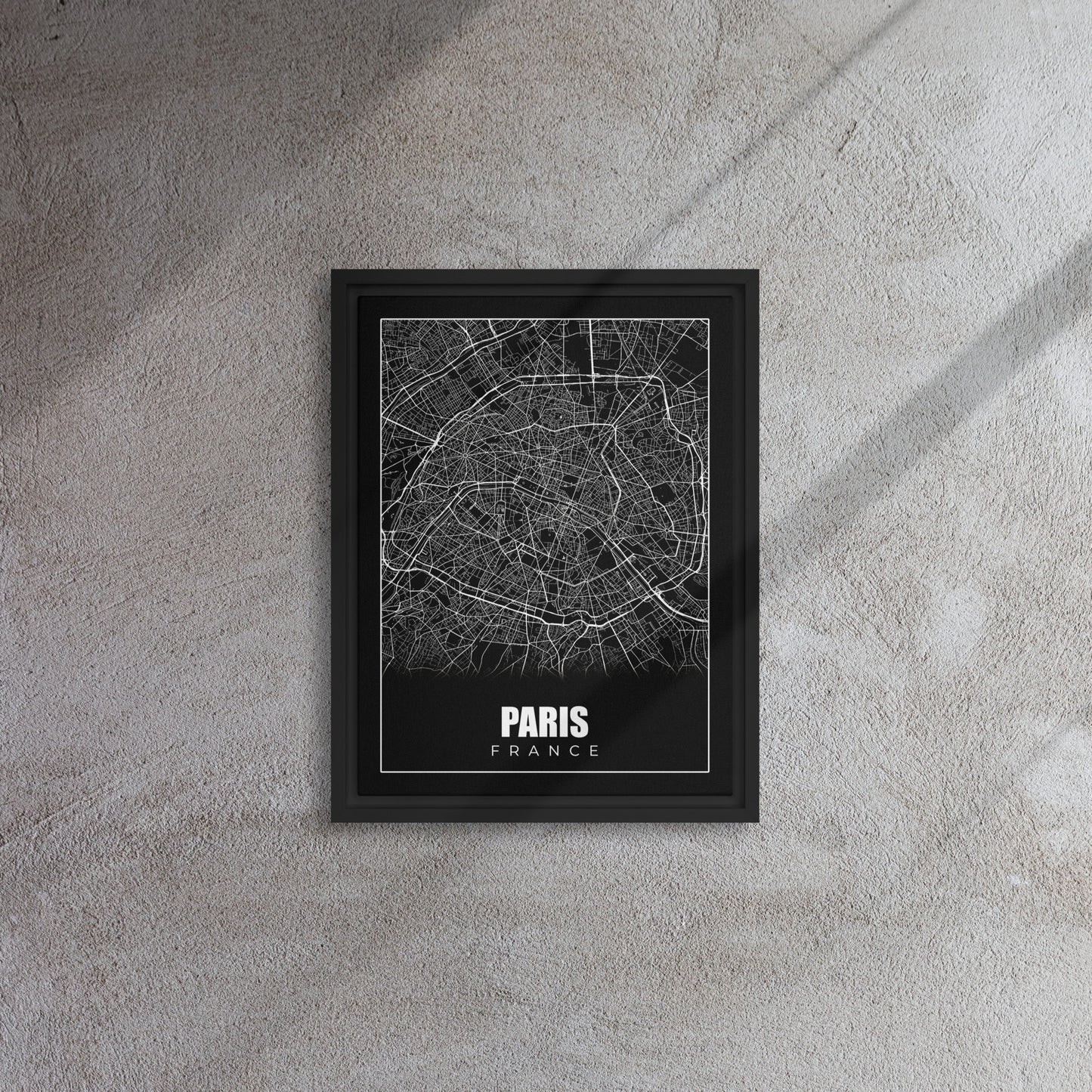 Parisian Streets: Monochrome Map Framed Wall Art