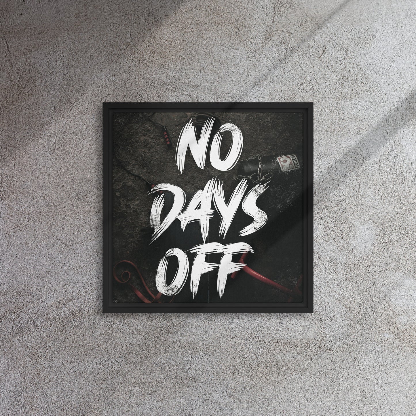 Unleash Your Dedication: 'No Days Off' Framed Gym Art Canvas - KingKanvas
