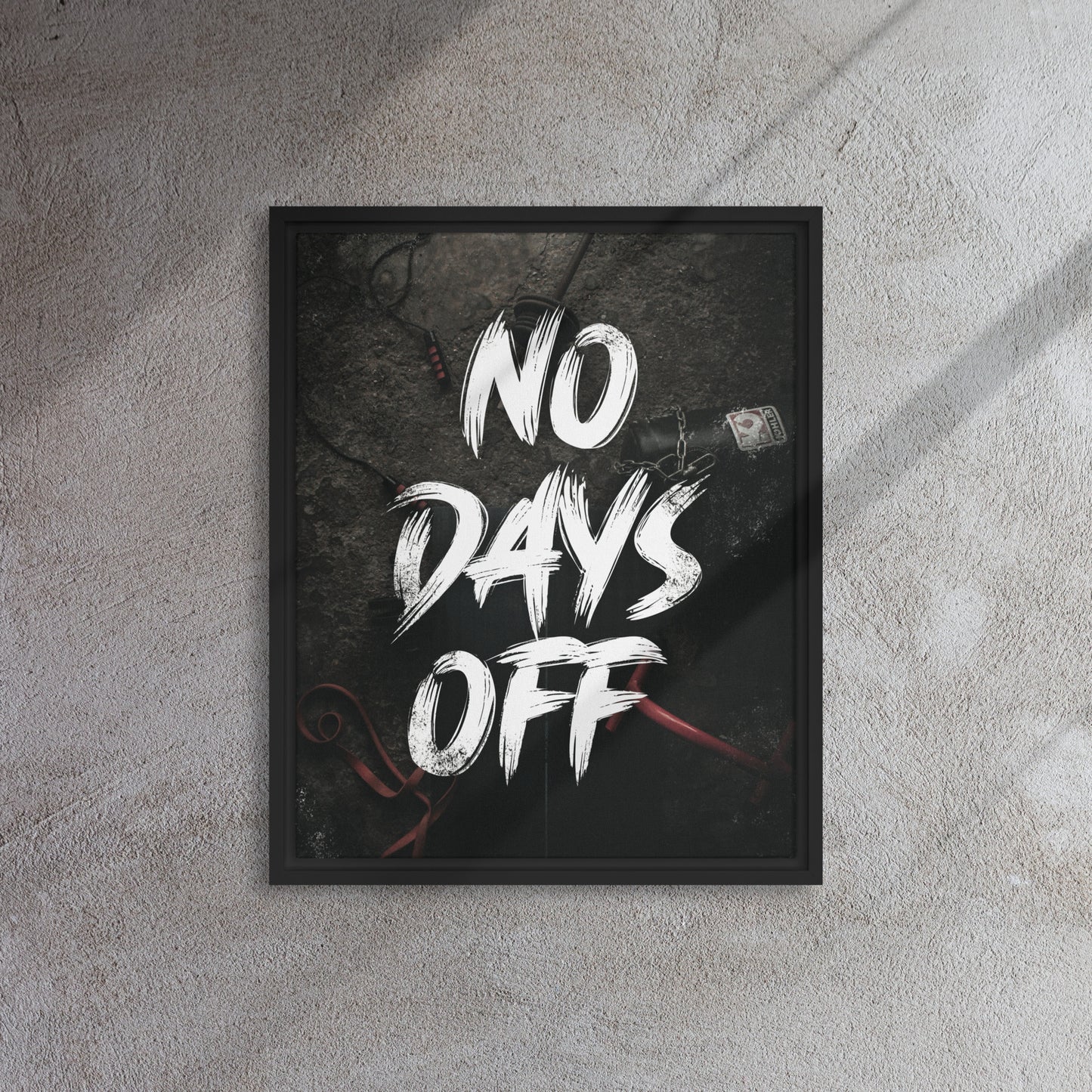 Unleash Your Dedication: 'No Days Off' Framed Gym Art Canvas - KingKanvas