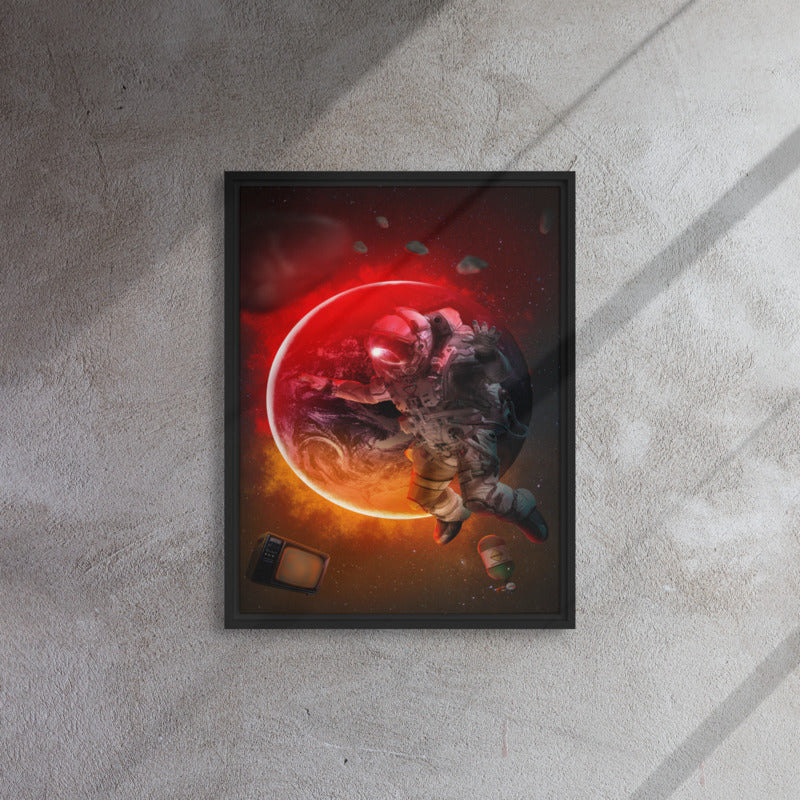 Stellar Serenity: Captivating Cool Astronaut in Space Framed Wall Art Canvas - KingKanvas