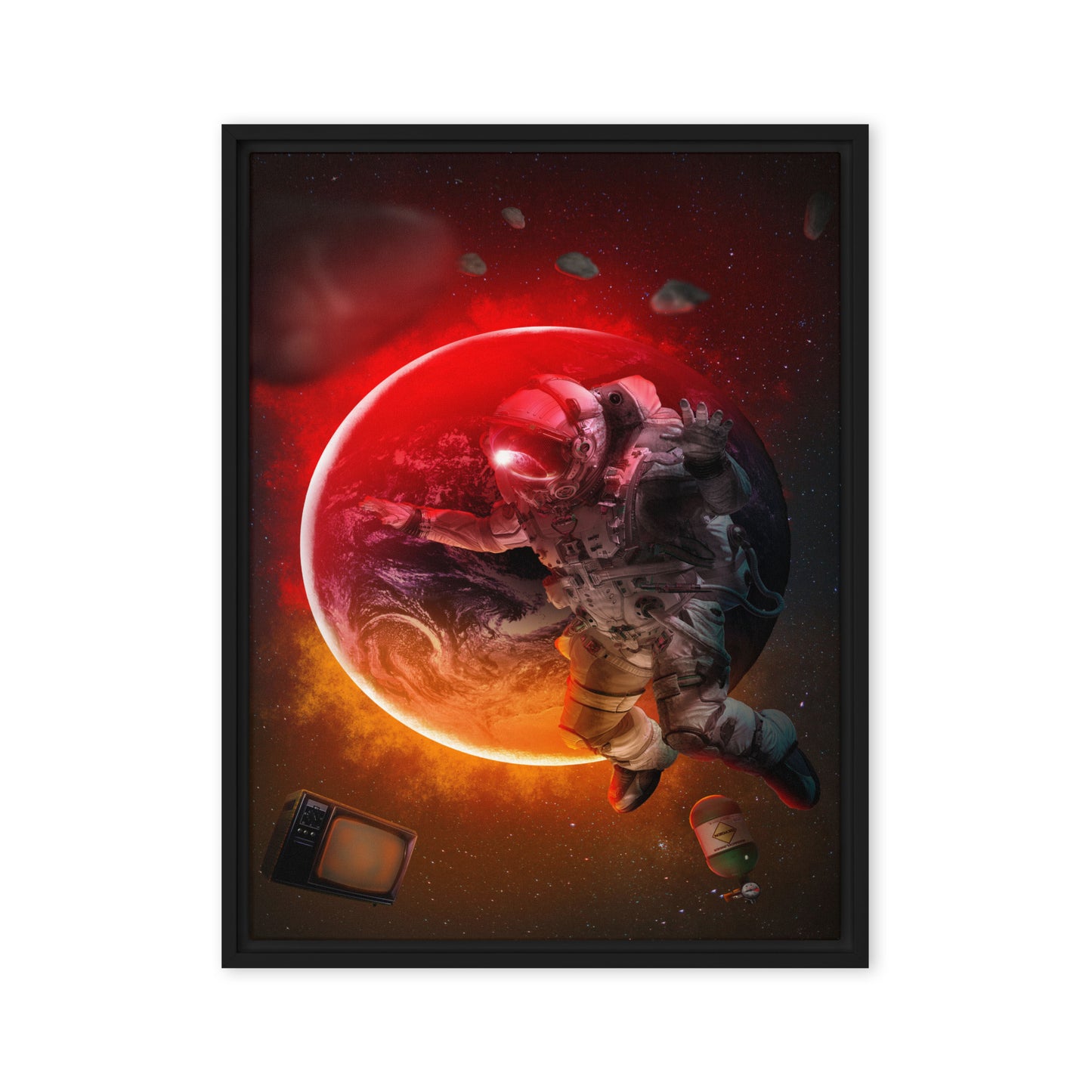 Stellar Serenity: Captivating Cool Astronaut in Space Framed Wall Art Canvas - KingKanvas