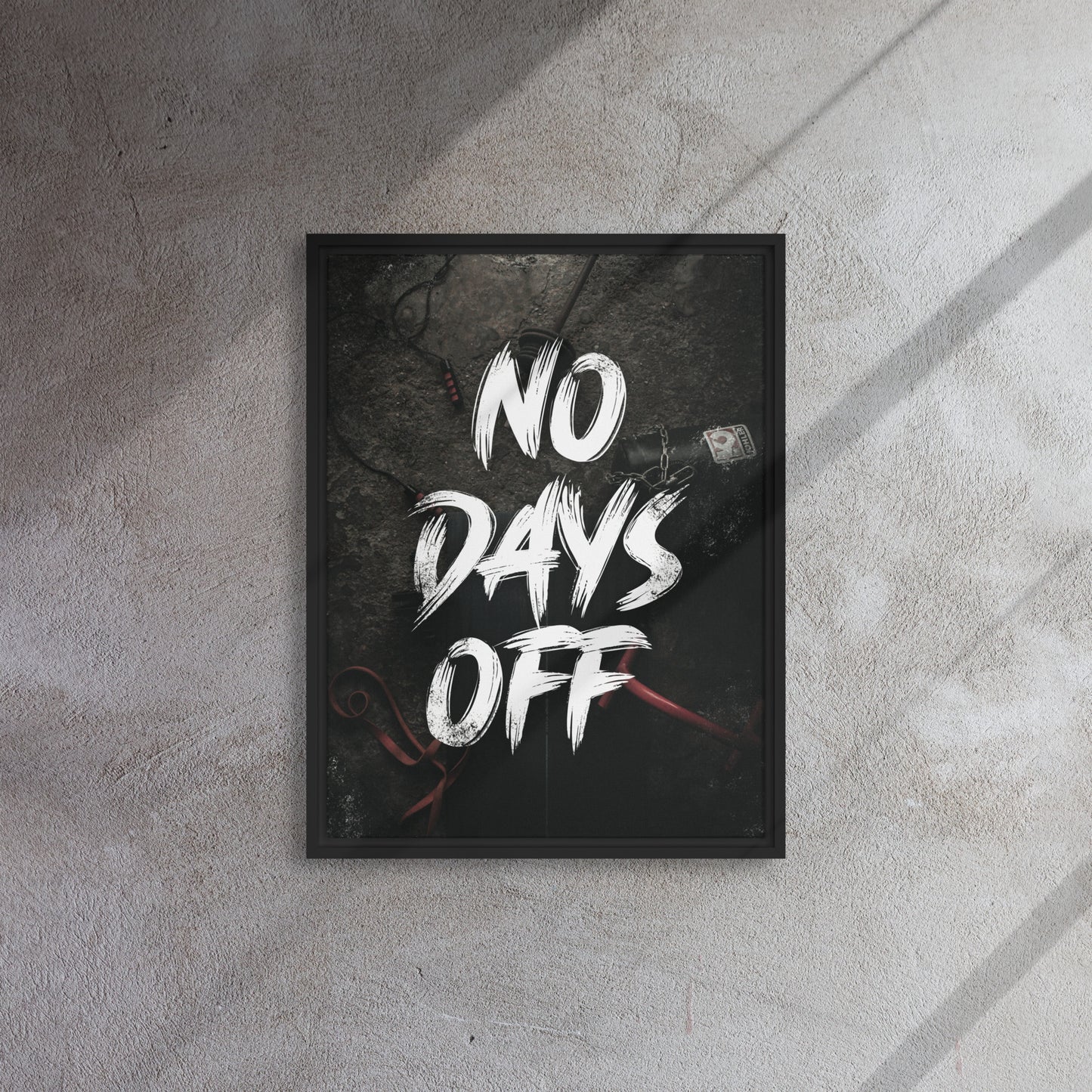 Unleash Your Dedication: 'No Days Off' Framed Gym Art Canvas - KingKanvas