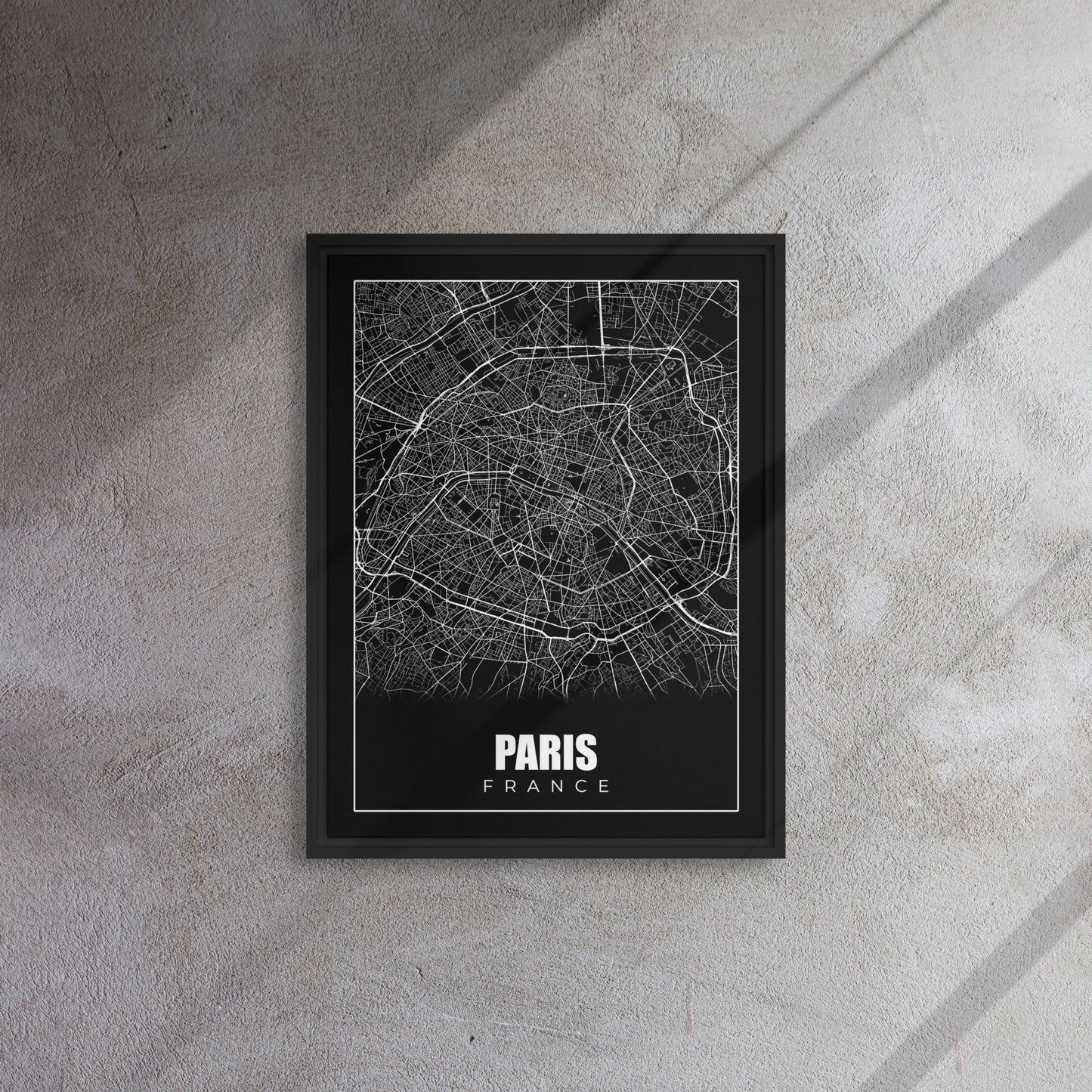 Parisian Streets: Monochrome Map Framed Wall Art