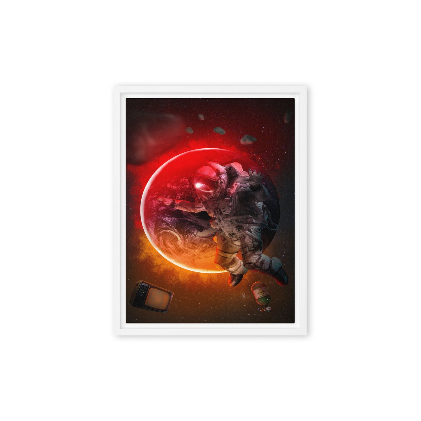 Stellar Serenity: Captivating Cool Astronaut in Space Framed Wall Art Canvas - KingKanvas