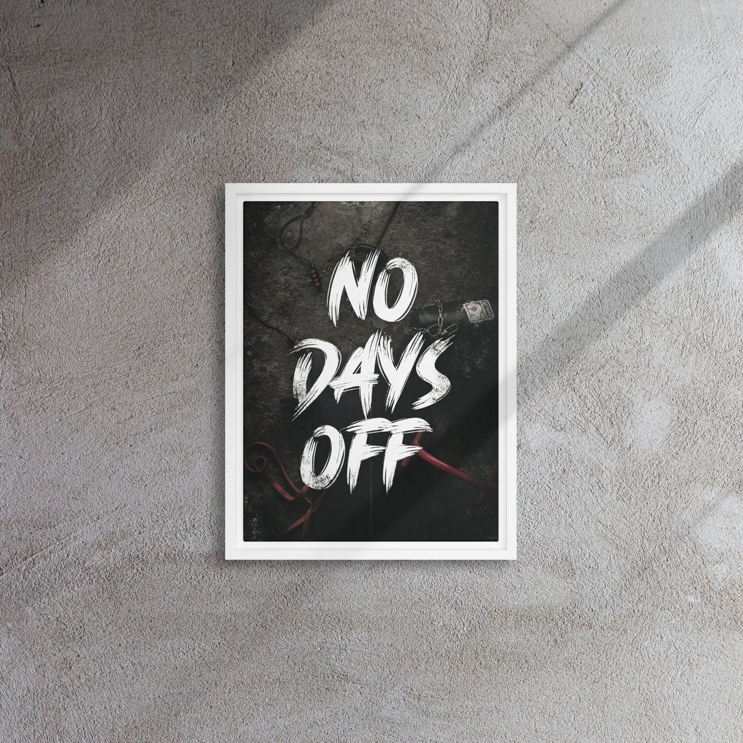 Unleash Your Dedication: 'No Days Off' Framed Gym Art Canvas - KingKanvas