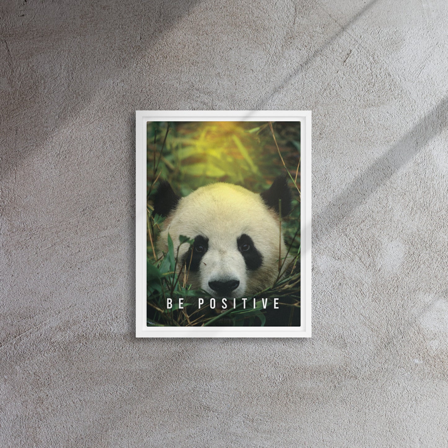 Tranquil Reflections: Be Positive - Panda Framed Affirmations Canvas - KingKanvas