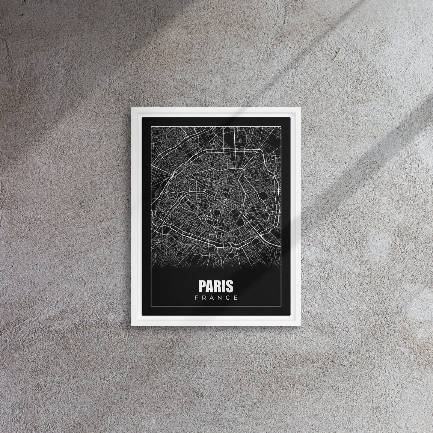Parisian Streets: Monochrome Map Framed Wall Art