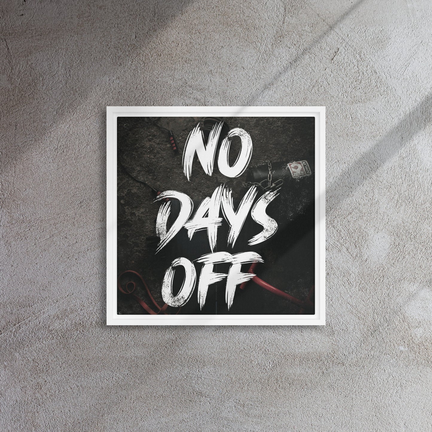 Unleash Your Dedication: 'No Days Off' Framed Gym Art Canvas - KingKanvas