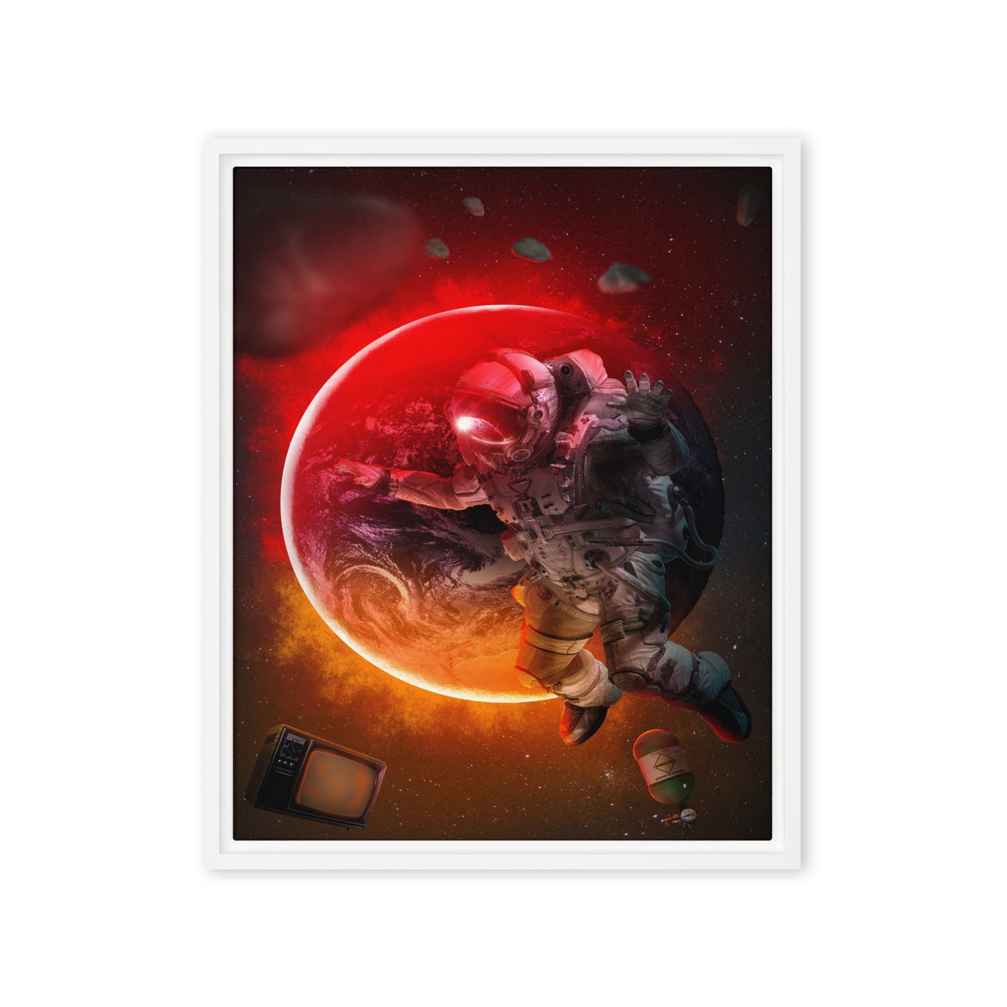 Stellar Serenity: Captivating Cool Astronaut in Space Framed Wall Art Canvas - KingKanvas