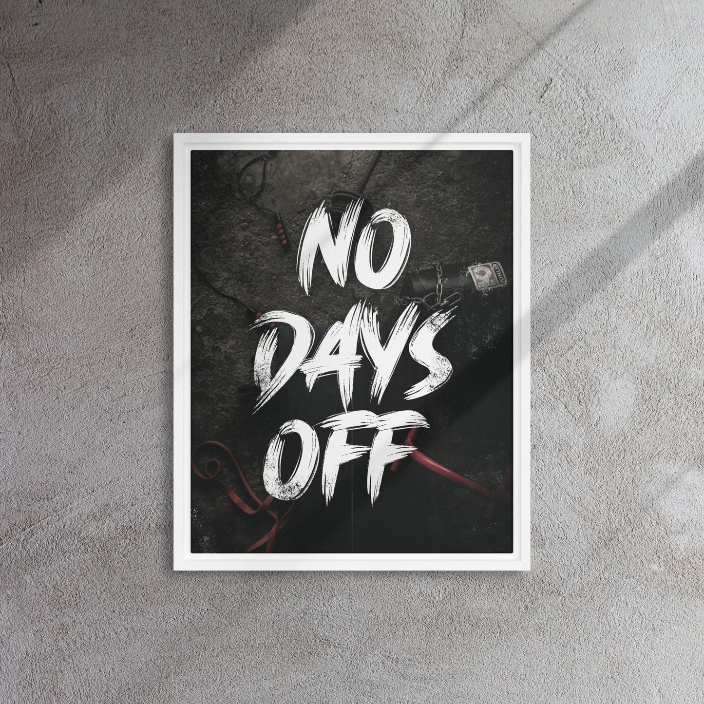 Unleash Your Dedication: 'No Days Off' Framed Gym Art Canvas - KingKanvas