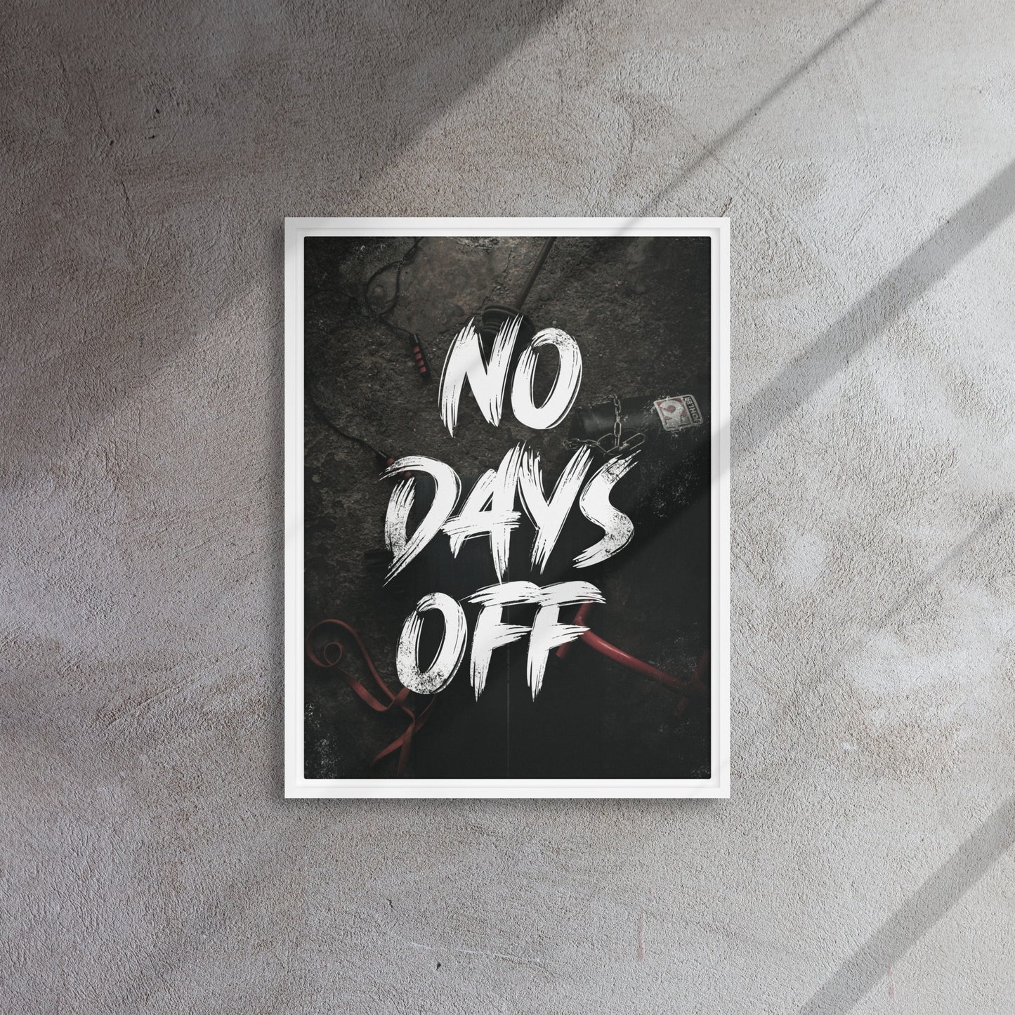 Unleash Your Dedication: 'No Days Off' Framed Gym Art Canvas - KingKanvas