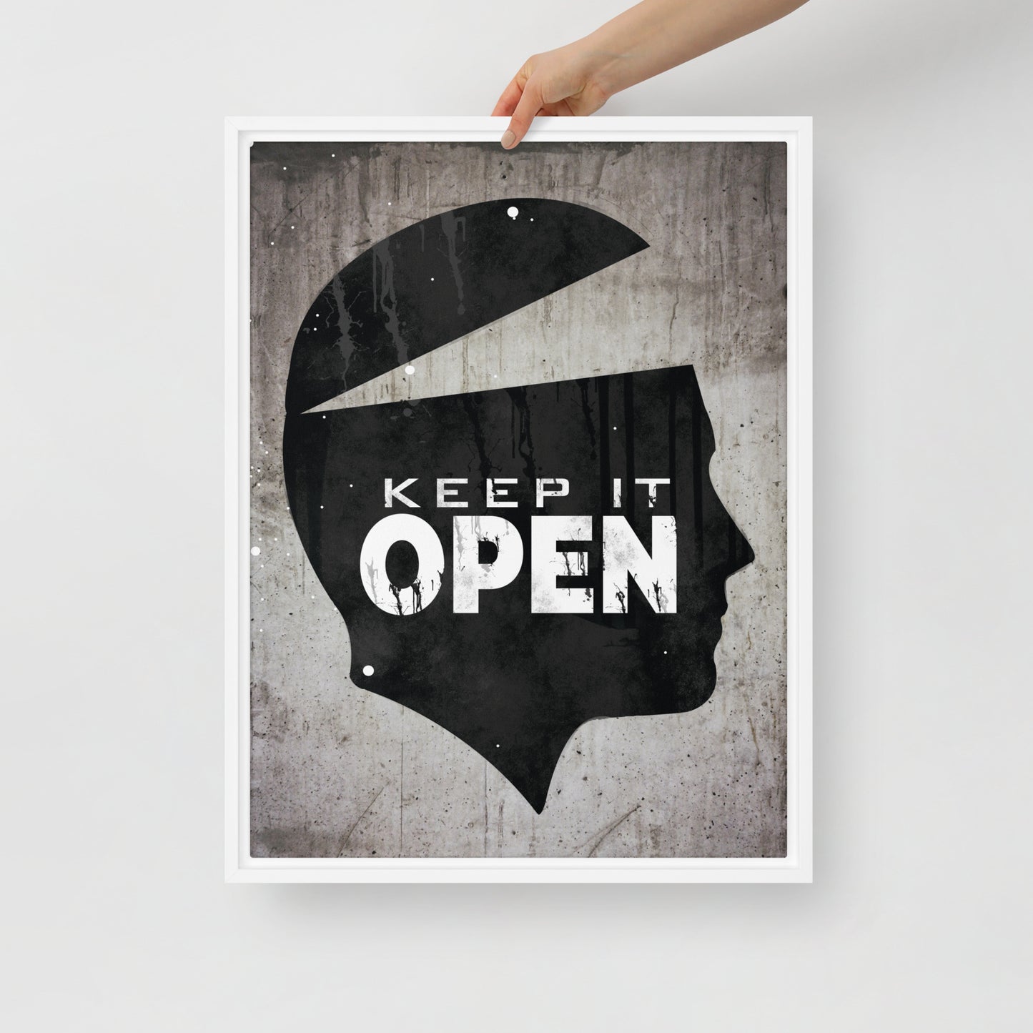 Framed Wall Canvas Decor With Inspiring Quote - "Keep It Open" - KingKanvas