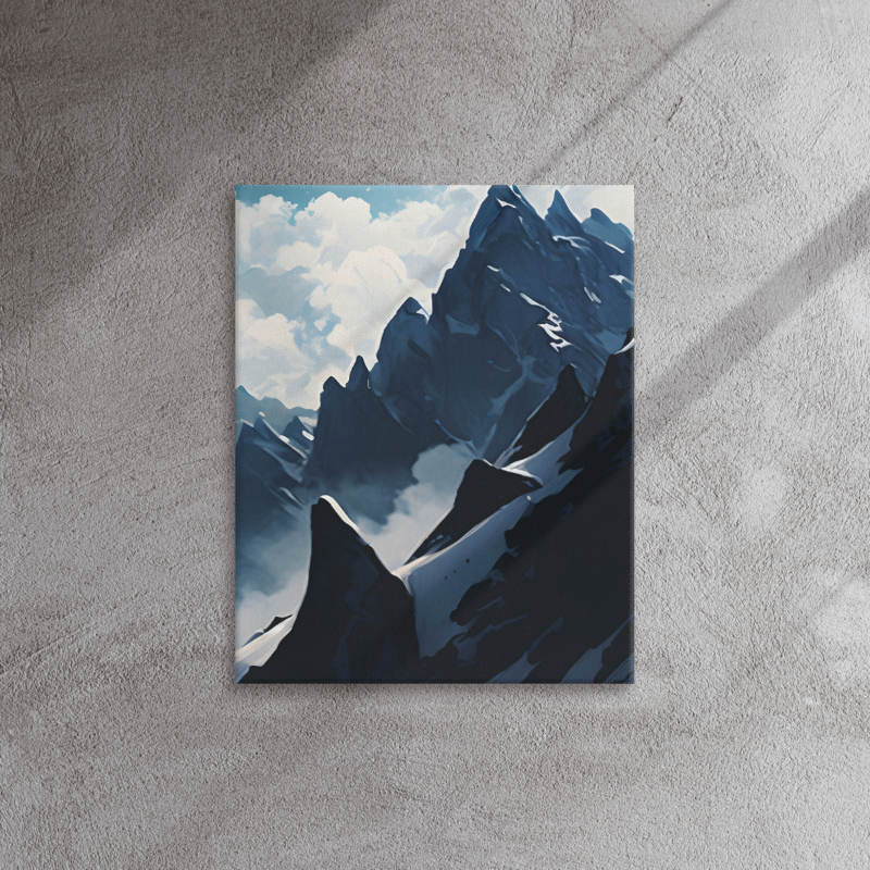 Whispering Blues: Elegance of the Mountain Canvas