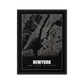 Manhattan Monochrome: Framed New York City Map Canvas