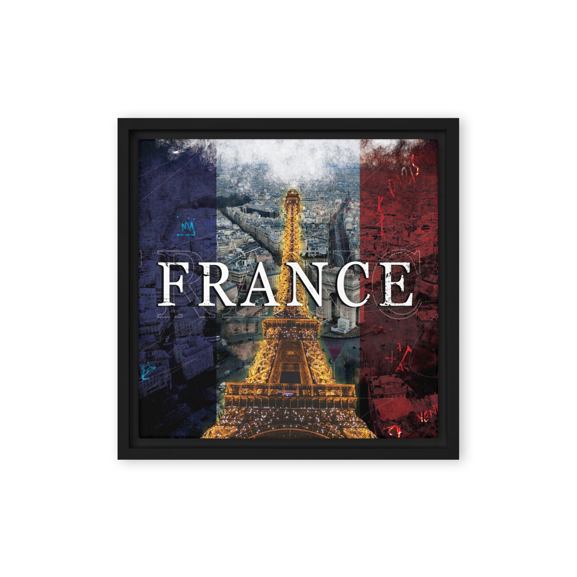 French Splendor: Eiffel Tower in Vibrant Colors - Framed Wall Art Canvas - KingKanvas