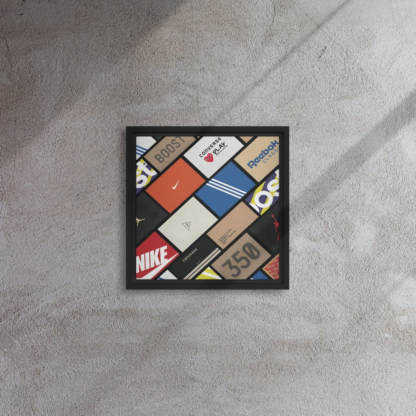 Sneaker Showcase: The Ultimate Brand Collage Framed Canvas