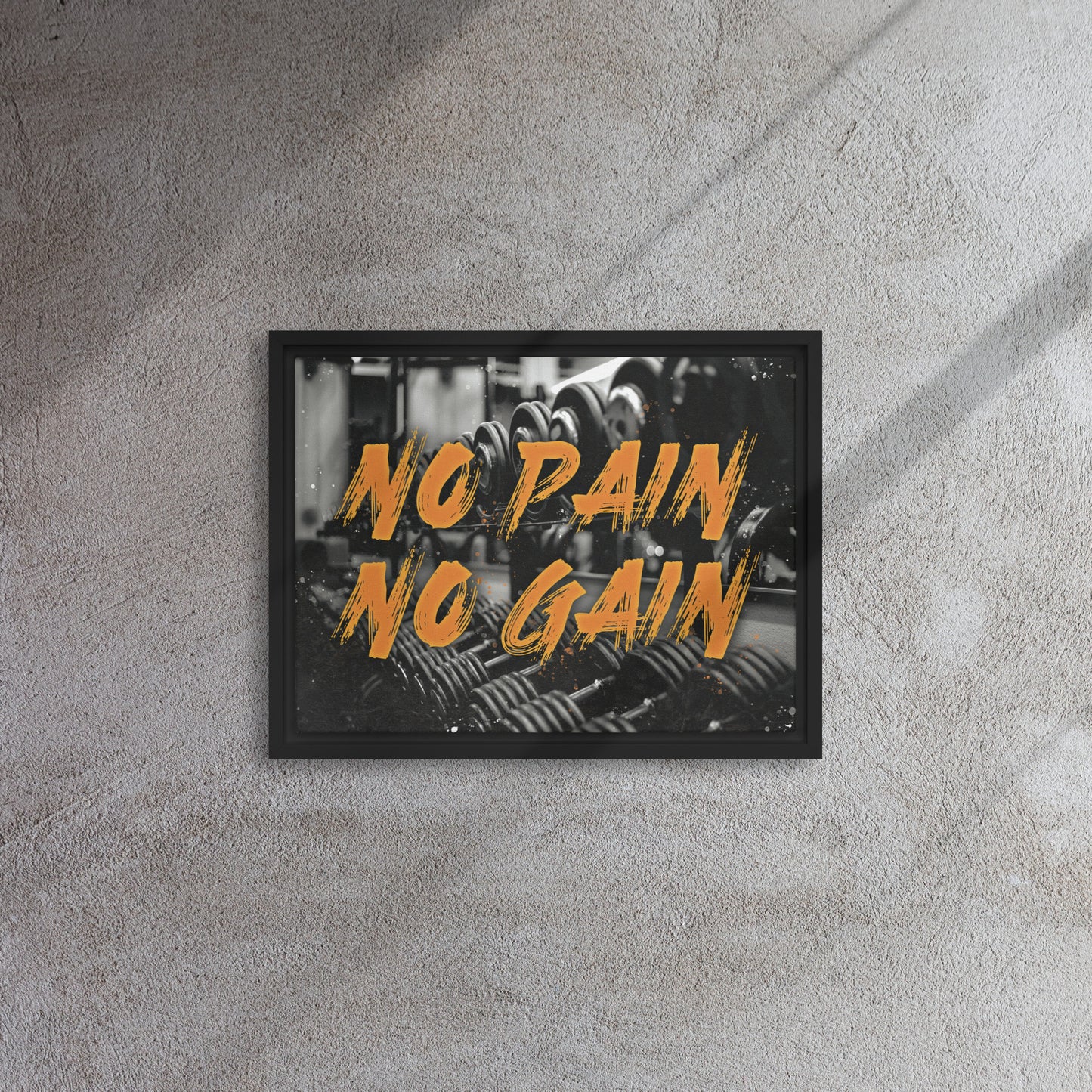 Embrace the Challenge: No Pain, No Gain - Framed Gym-Themed Wall Art Canvas - KingKanvas