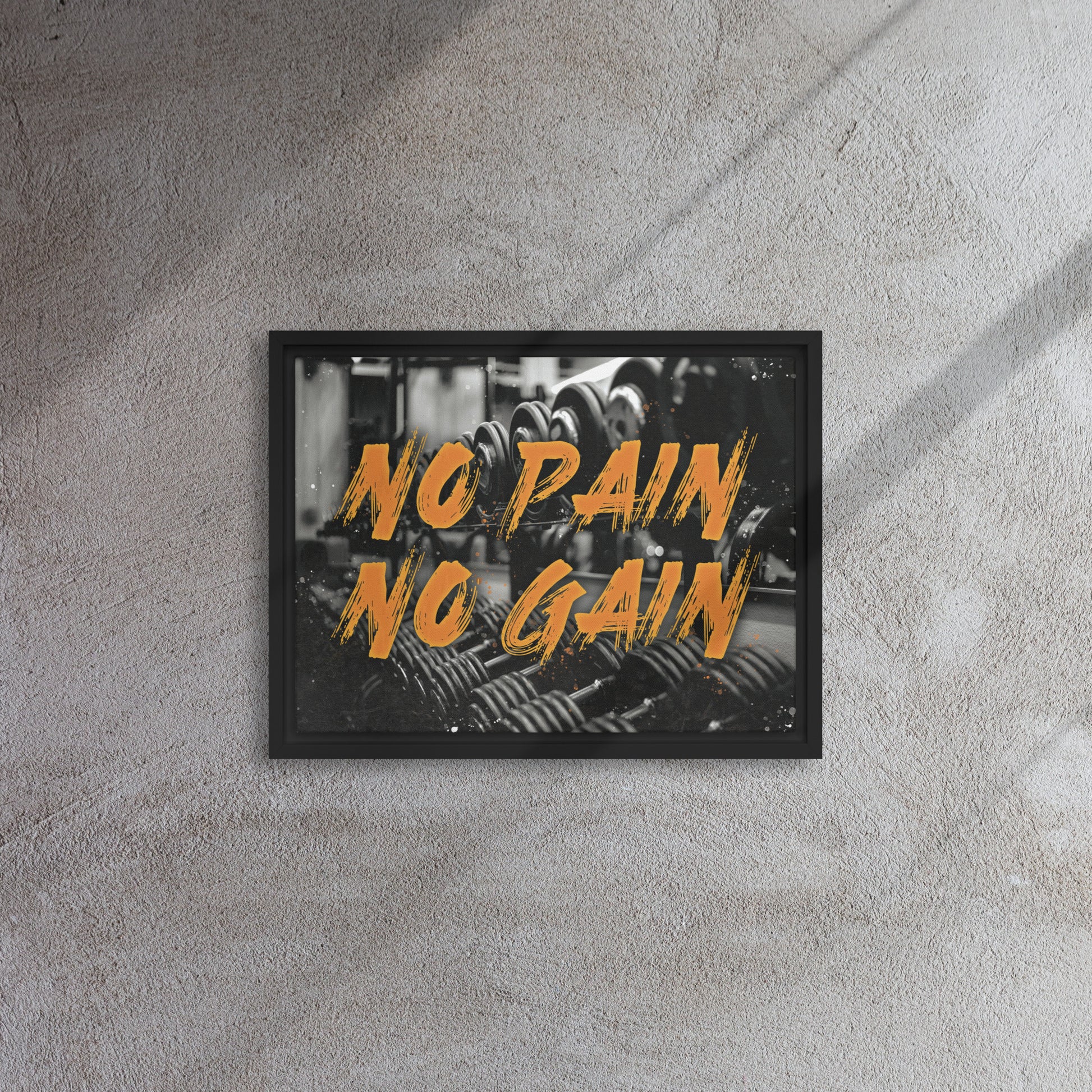 Embrace the Challenge: No Pain, No Gain - Framed Gym-Themed Wall Art Canvas - KingKanvas