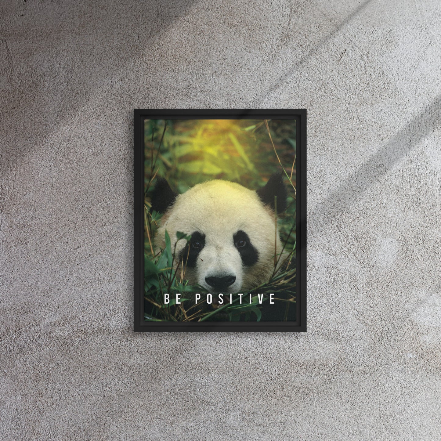 Tranquil Reflections: Be Positive - Panda Framed Affirmations Canvas - KingKanvas