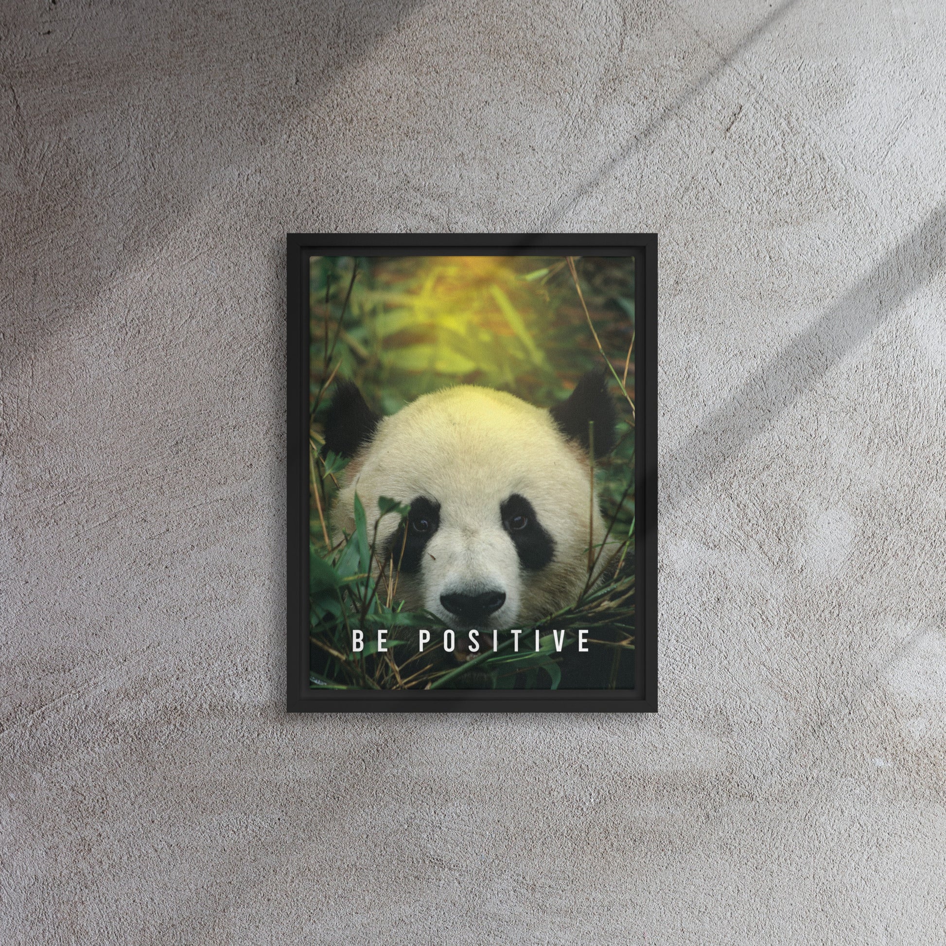 Tranquil Reflections: Be Positive - Panda Framed Affirmations Canvas - KingKanvas