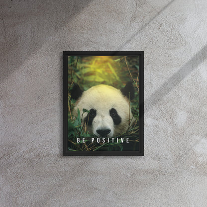 Tranquil Reflections: Be Positive - Panda Framed Affirmations Canvas - KingKanvas