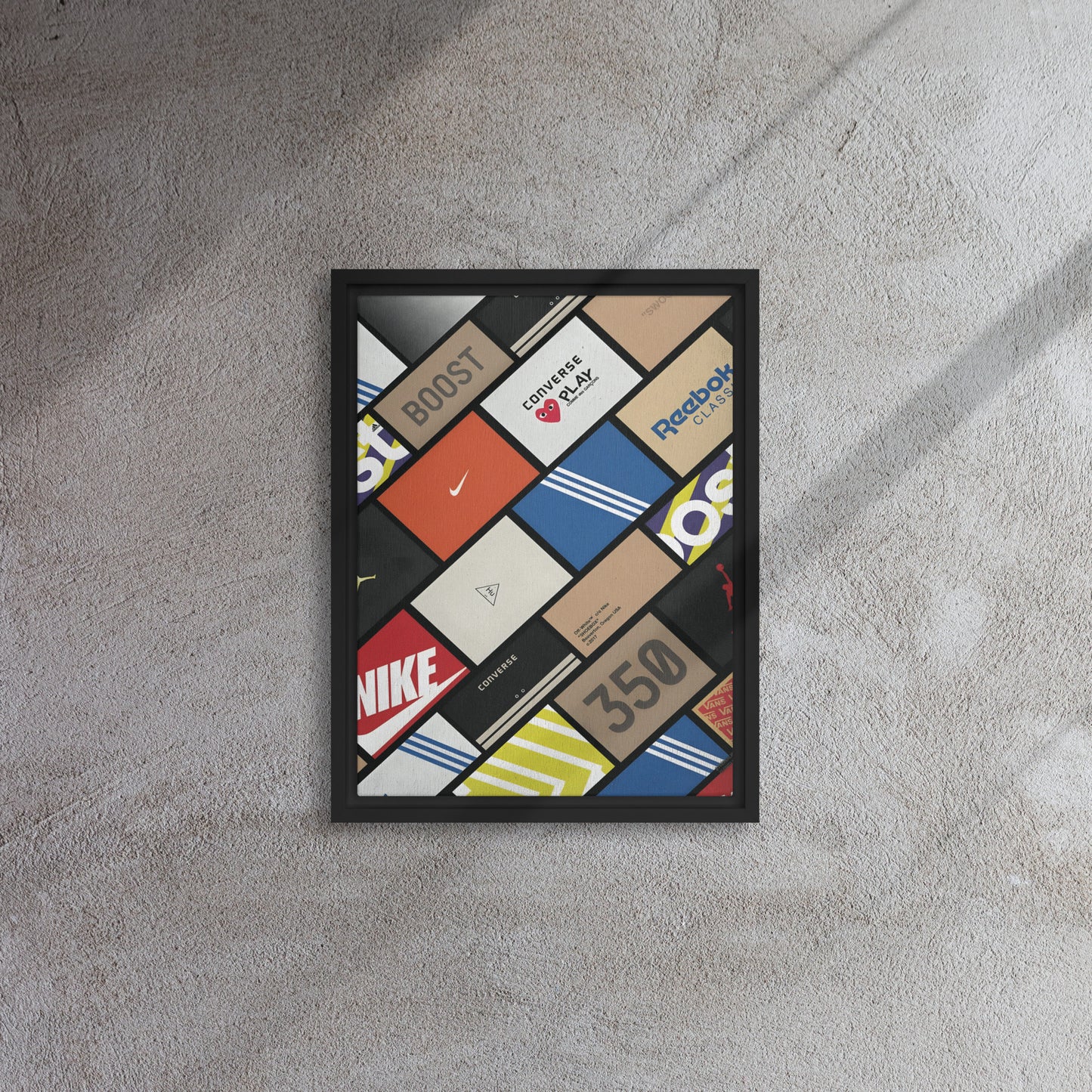 Sneaker Showcase: The Ultimate Brand Collage Framed Canvas