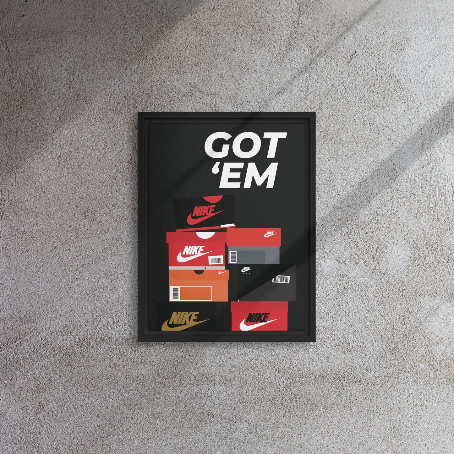 Sneaker Victory: 'Got 'Em' Nike Box Stack Framed Canvas