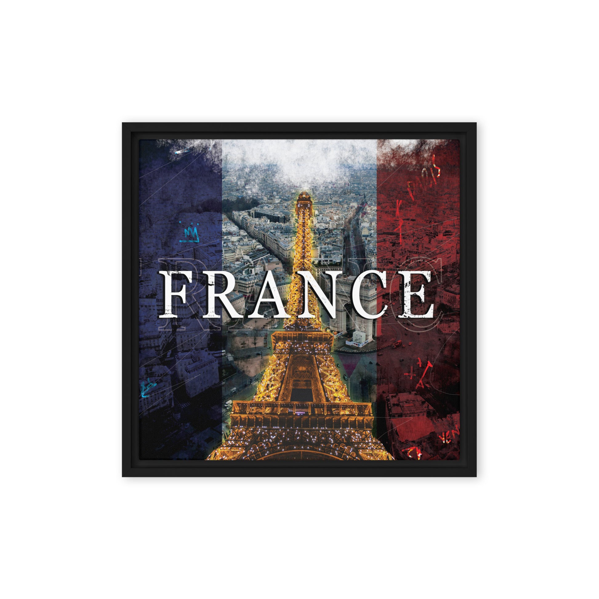 French Splendor: Eiffel Tower in Vibrant Colors - Framed Wall Art Canvas - KingKanvas