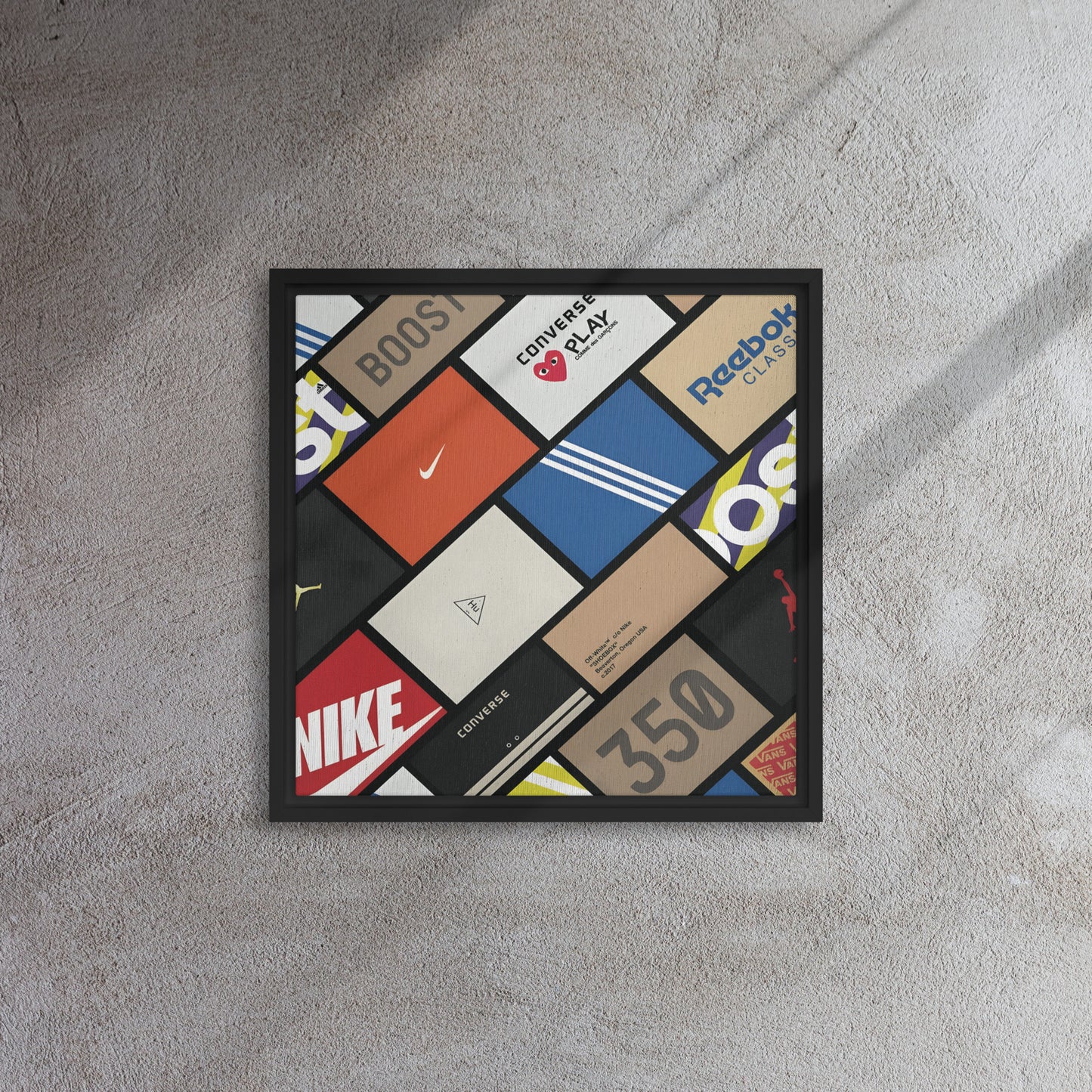 Sneaker Showcase: The Ultimate Brand Collage Framed Canvas
