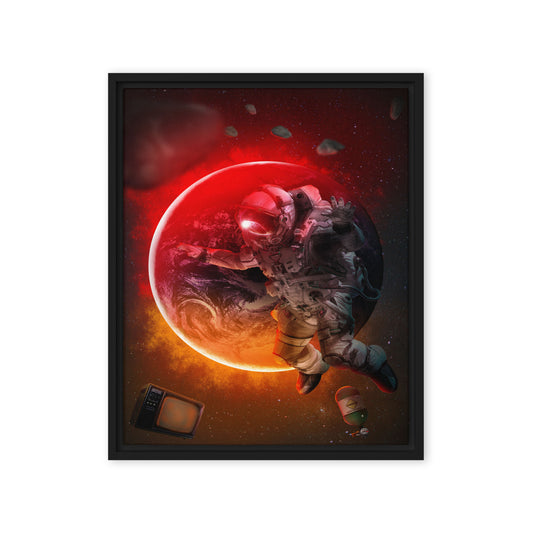 Stellar Serenity: Captivating Cool Astronaut in Space Framed Wall Art Canvas - KingKanvas