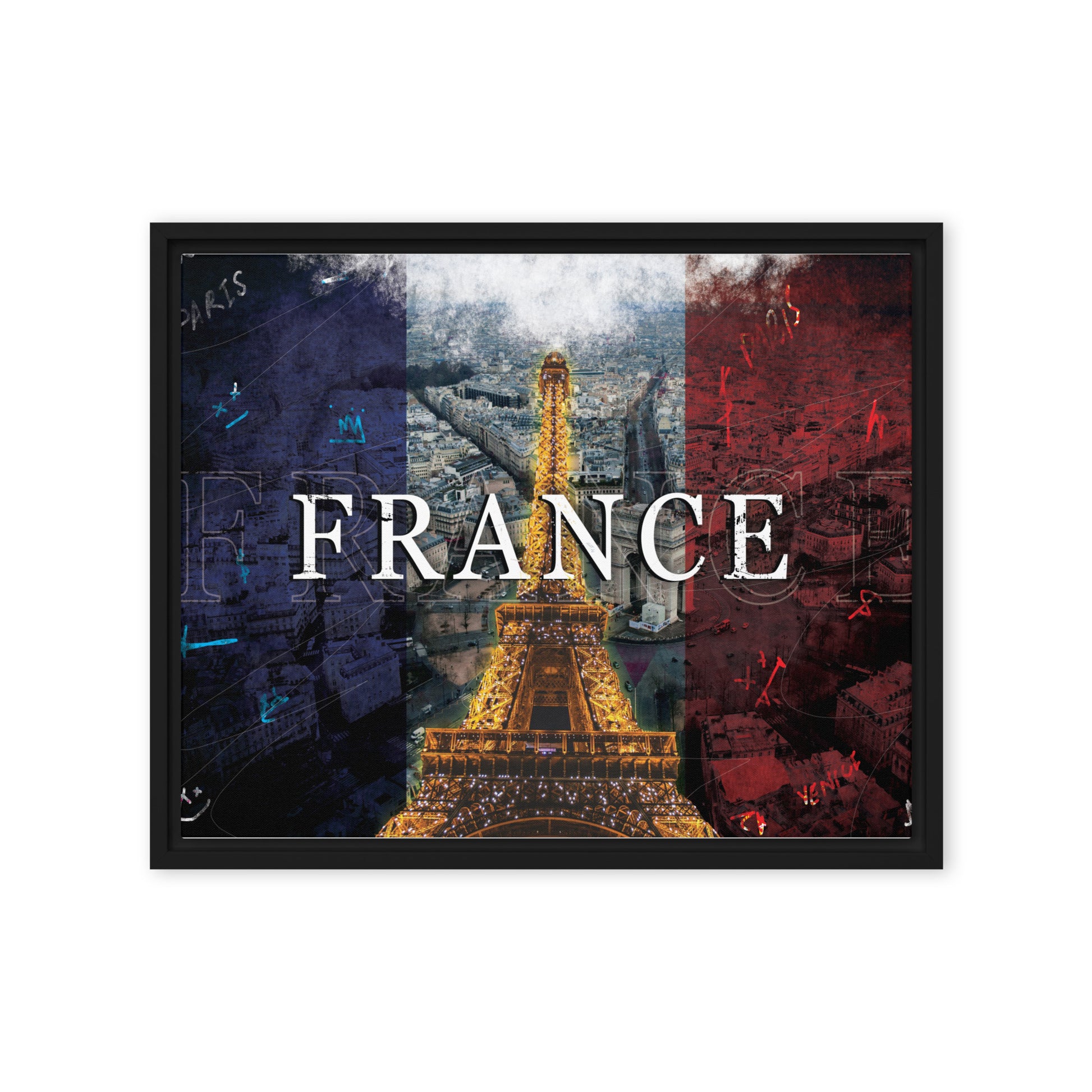 French Splendor: Eiffel Tower in Vibrant Colors - Framed Wall Art Canvas - KingKanvas