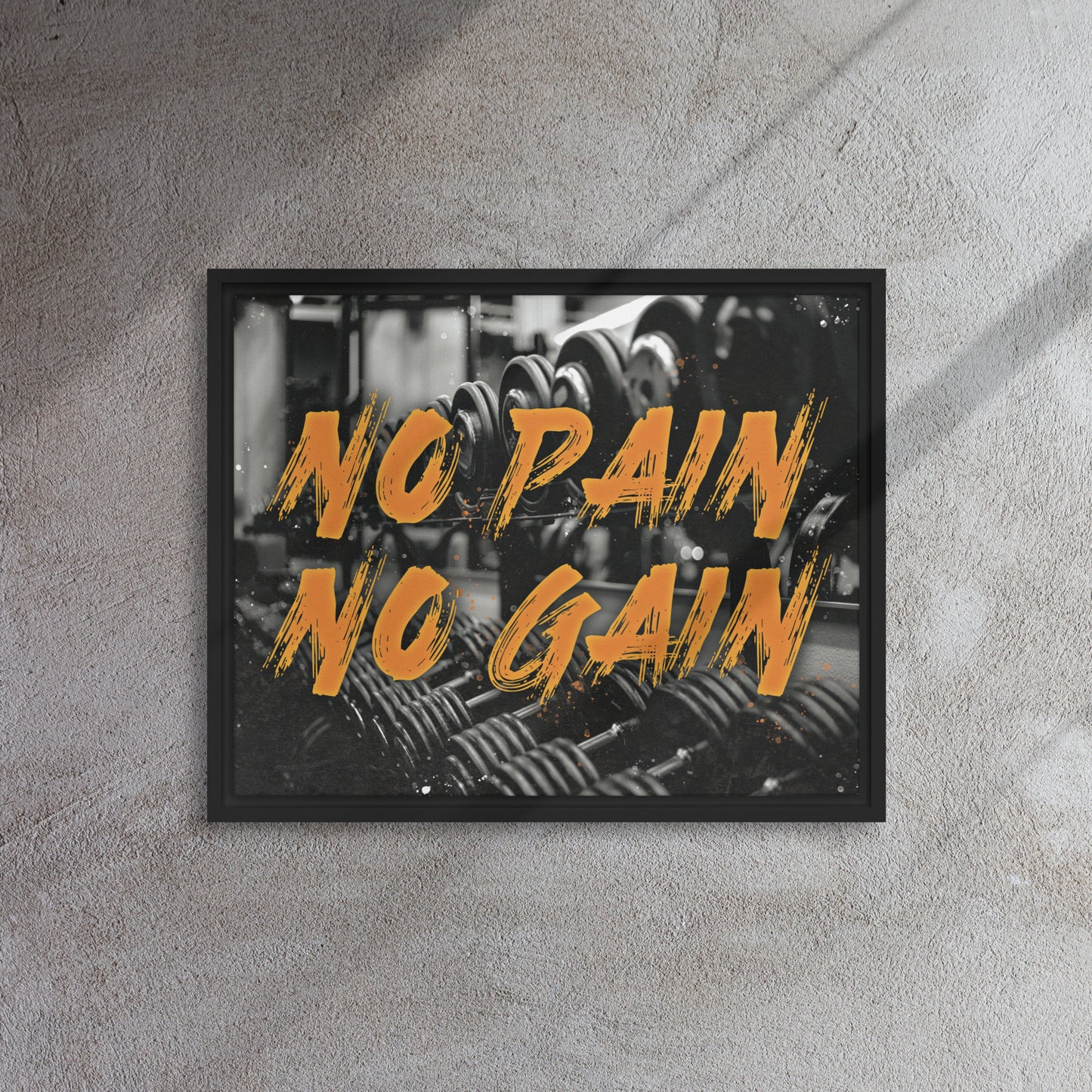 Embrace the Challenge: No Pain, No Gain - Framed Gym-Themed Wall Art Canvas - KingKanvas