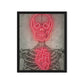 Neon Anatomy: Red-Lit Skeleton with Heart and Skull Highlights