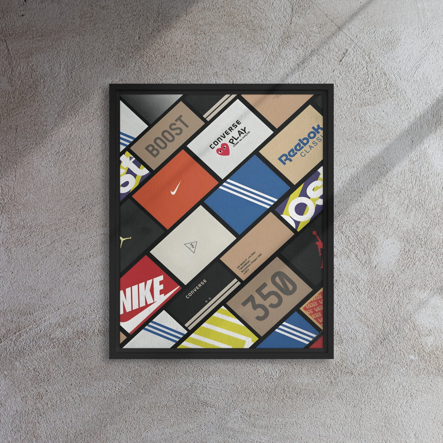 Sneaker Showcase: The Ultimate Brand Collage Framed Canvas