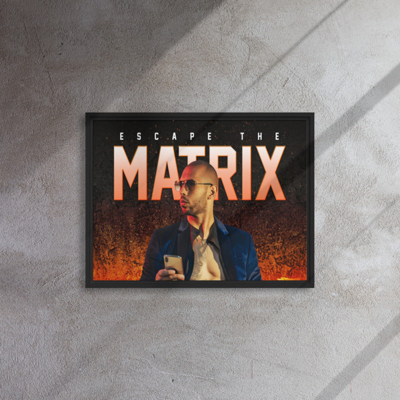 Unleashed: Andrew Tate's Escape The Matrix Framed Wall Art Canvas - KingKanvas