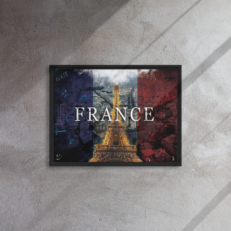 French Splendor: Eiffel Tower in Vibrant Colors - Framed Wall Art Canvas - KingKanvas