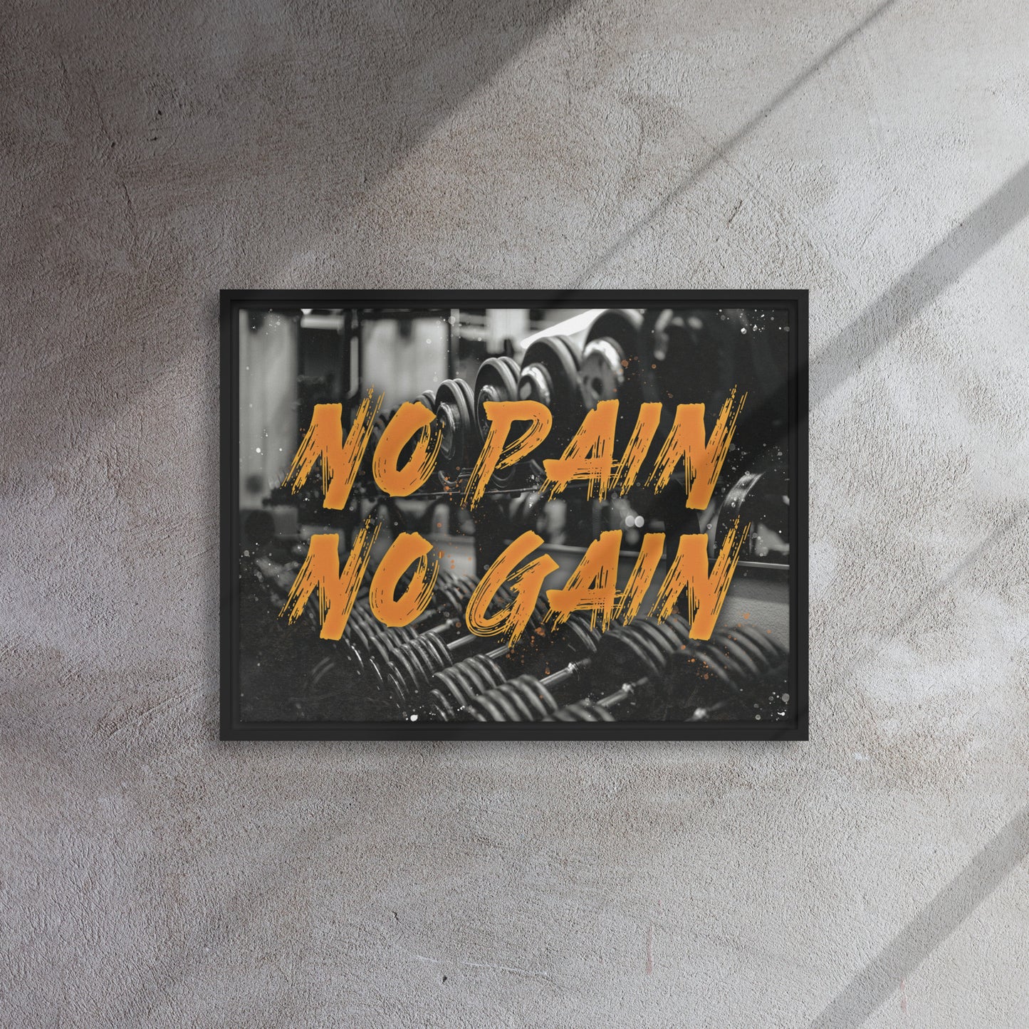 Embrace the Challenge: No Pain, No Gain - Framed Gym-Themed Wall Art Canvas - KingKanvas