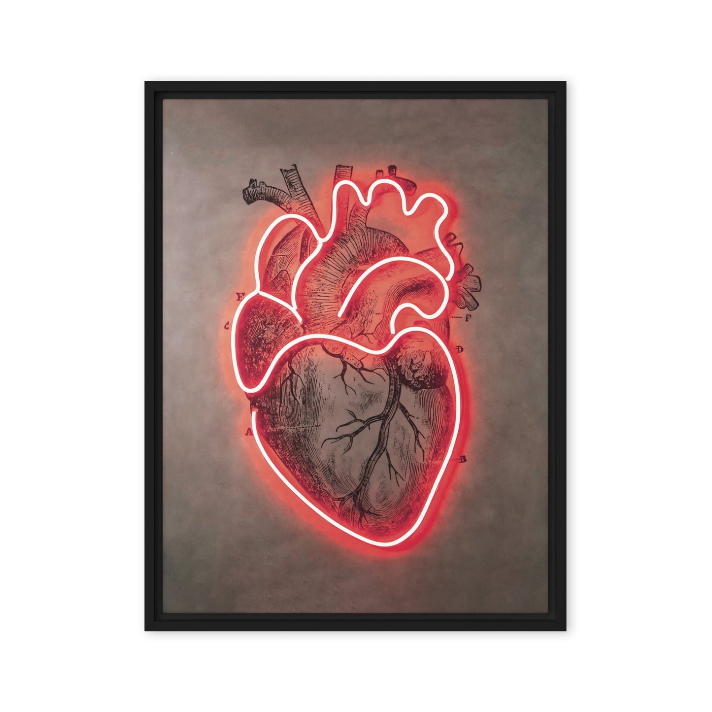 Neon Pulse: Radiant Red Heart in Modern Art