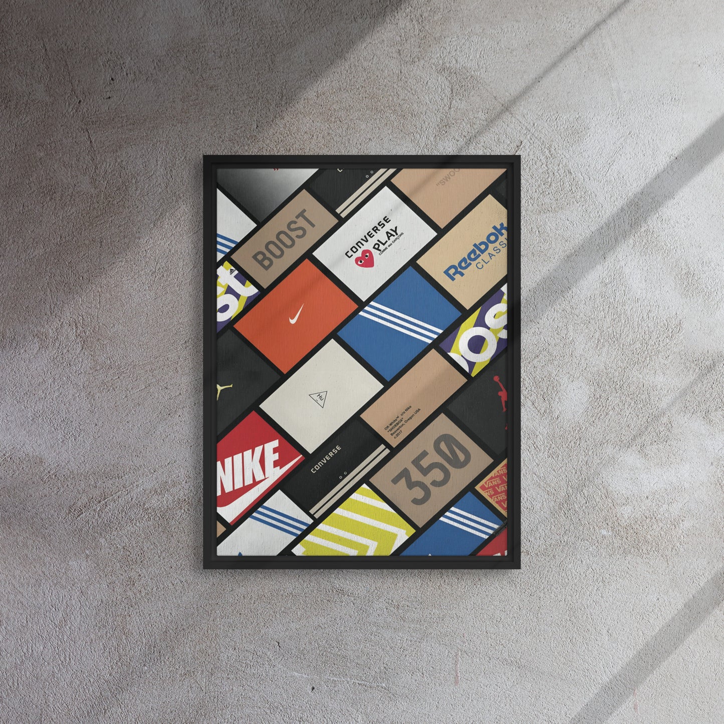 Sneaker Showcase: The Ultimate Brand Collage Framed Canvas