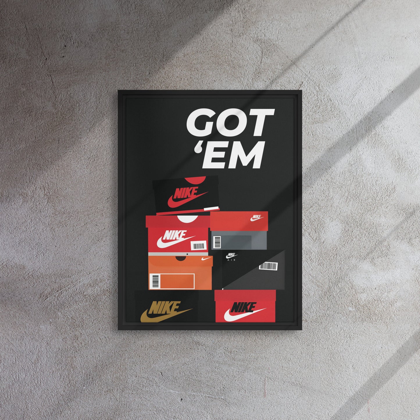 Sneaker Victory: 'Got 'Em' Nike Box Stack Framed Canvas