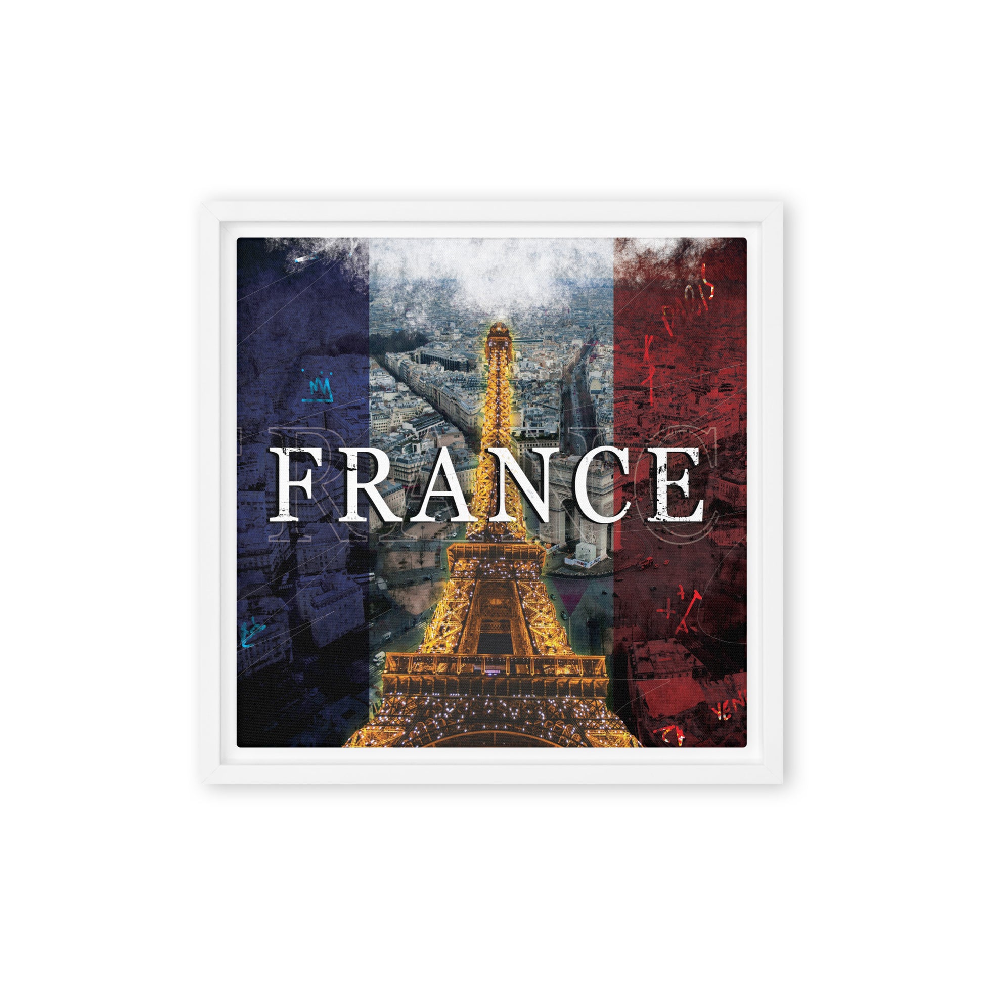 French Splendor: Eiffel Tower in Vibrant Colors - Framed Wall Art Canvas - KingKanvas