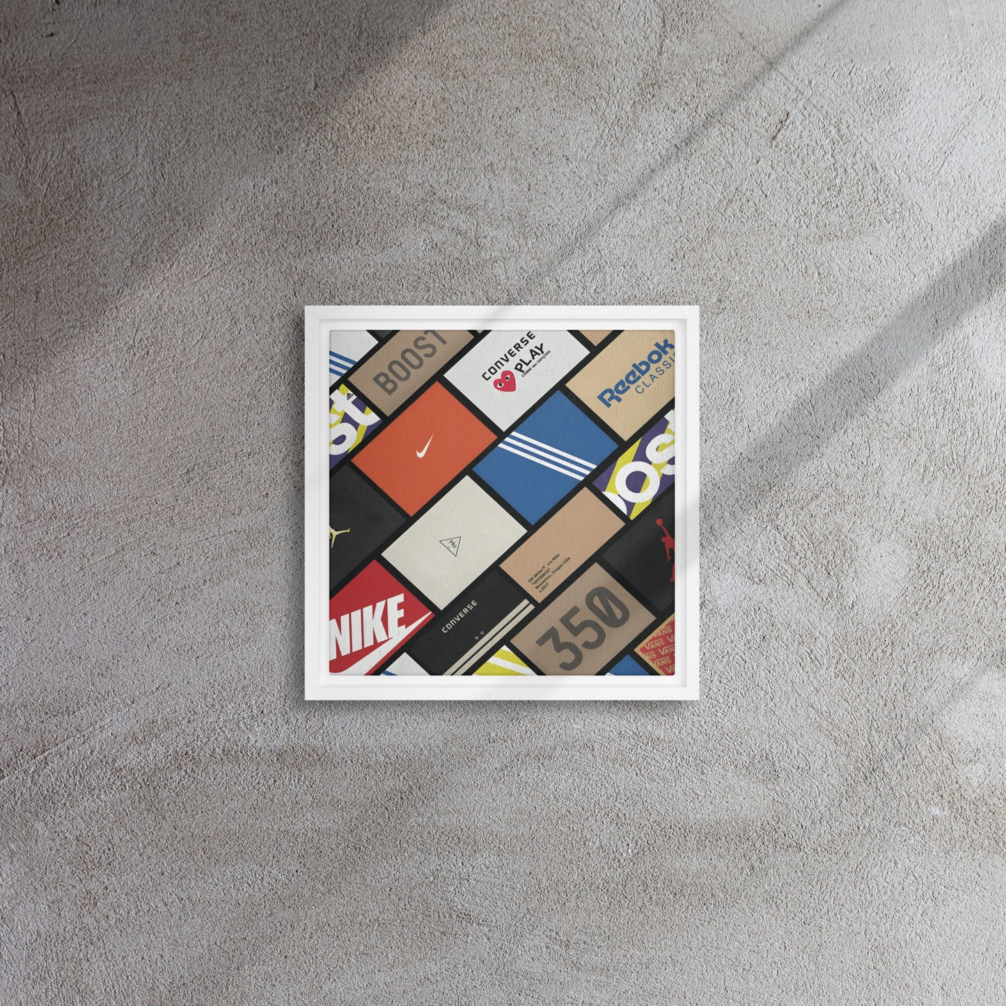 Sneaker Showcase: The Ultimate Brand Collage Framed Canvas