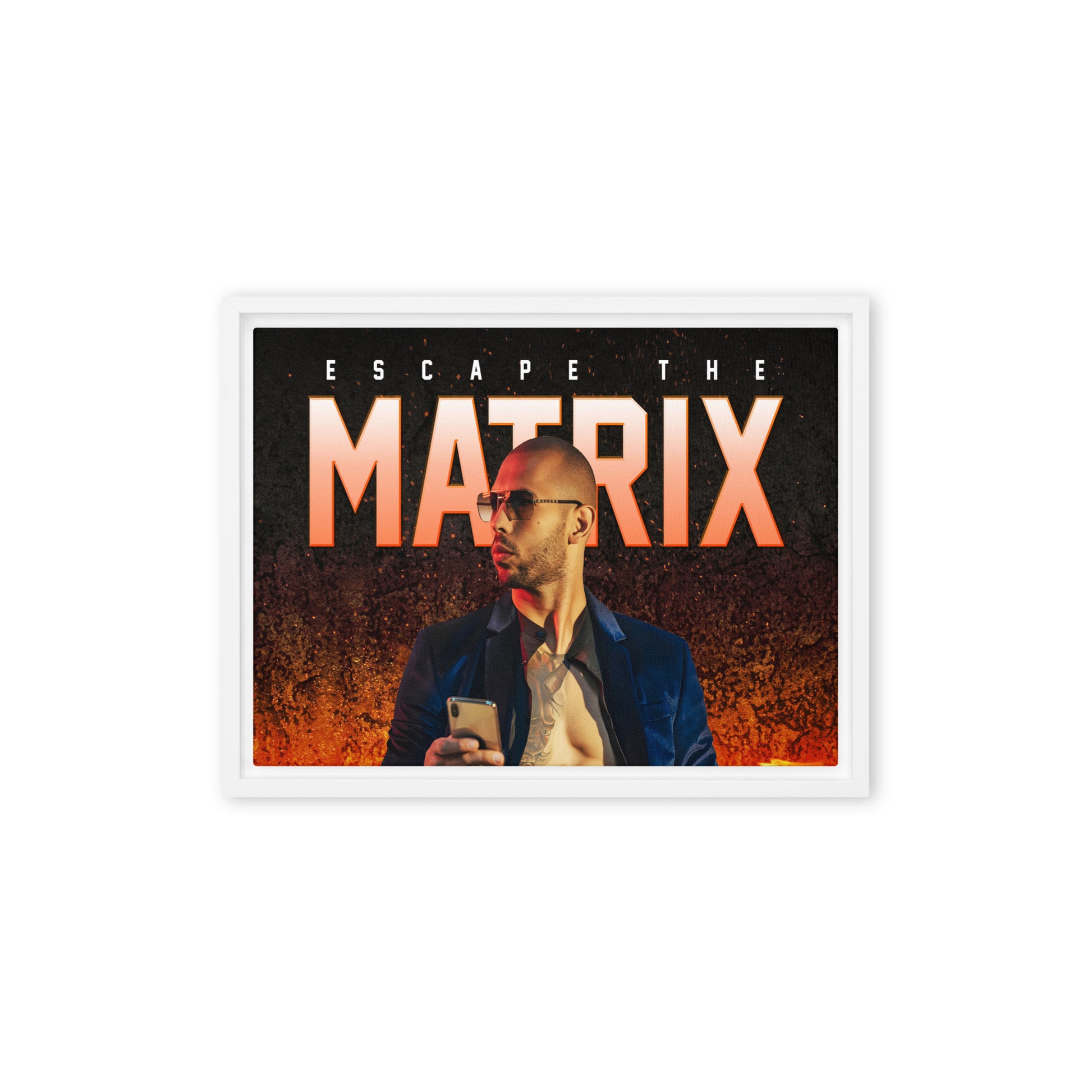 Unleashed: Andrew Tate's Escape The Matrix Framed Wall Art Canvas - KingKanvas