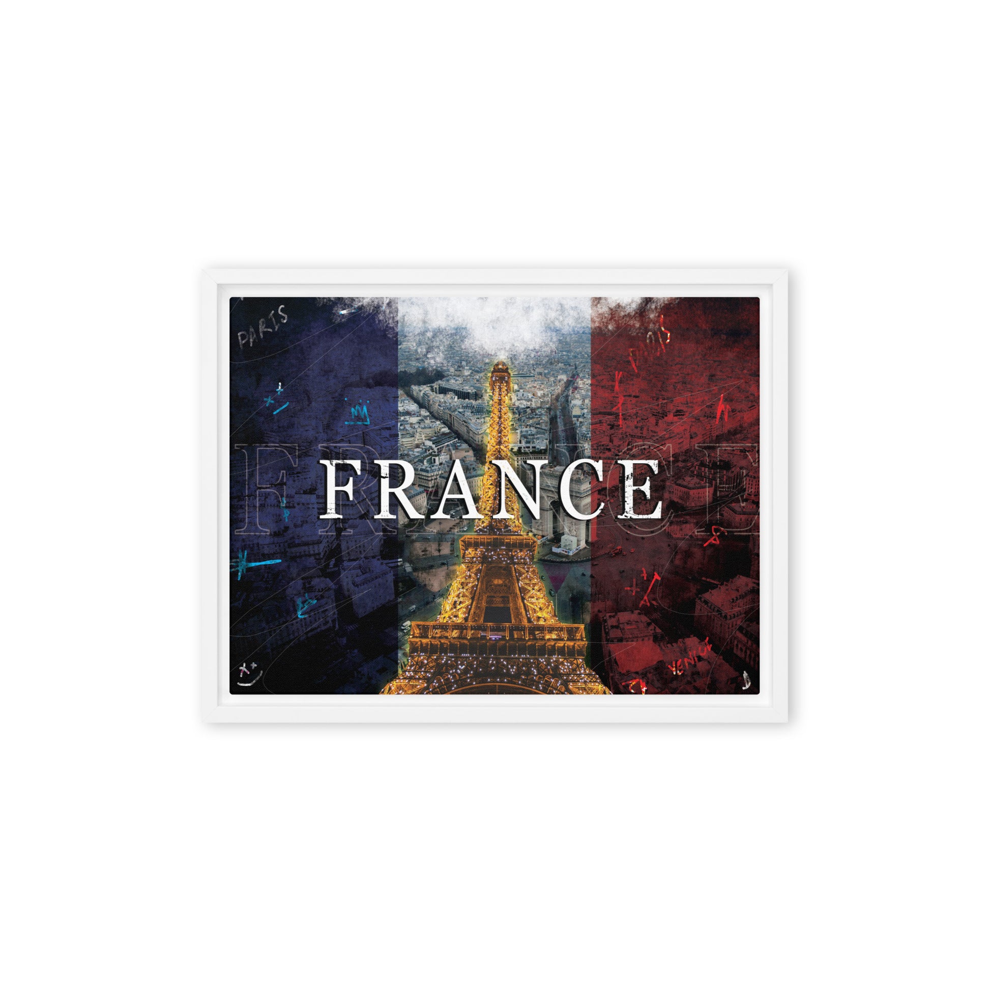 French Splendor: Eiffel Tower in Vibrant Colors - Framed Wall Art Canvas - KingKanvas