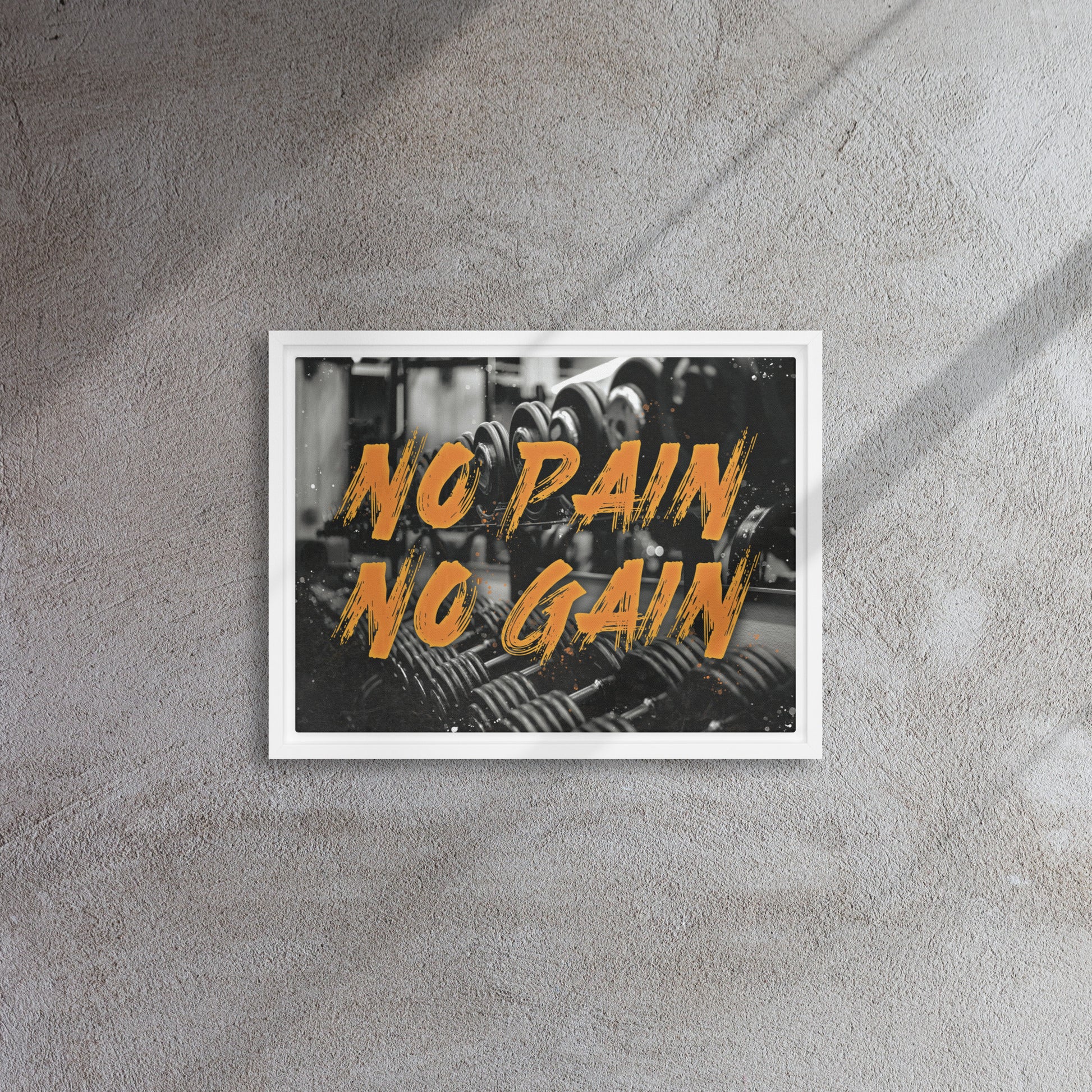 Embrace the Challenge: No Pain, No Gain - Framed Gym-Themed Wall Art Canvas - KingKanvas