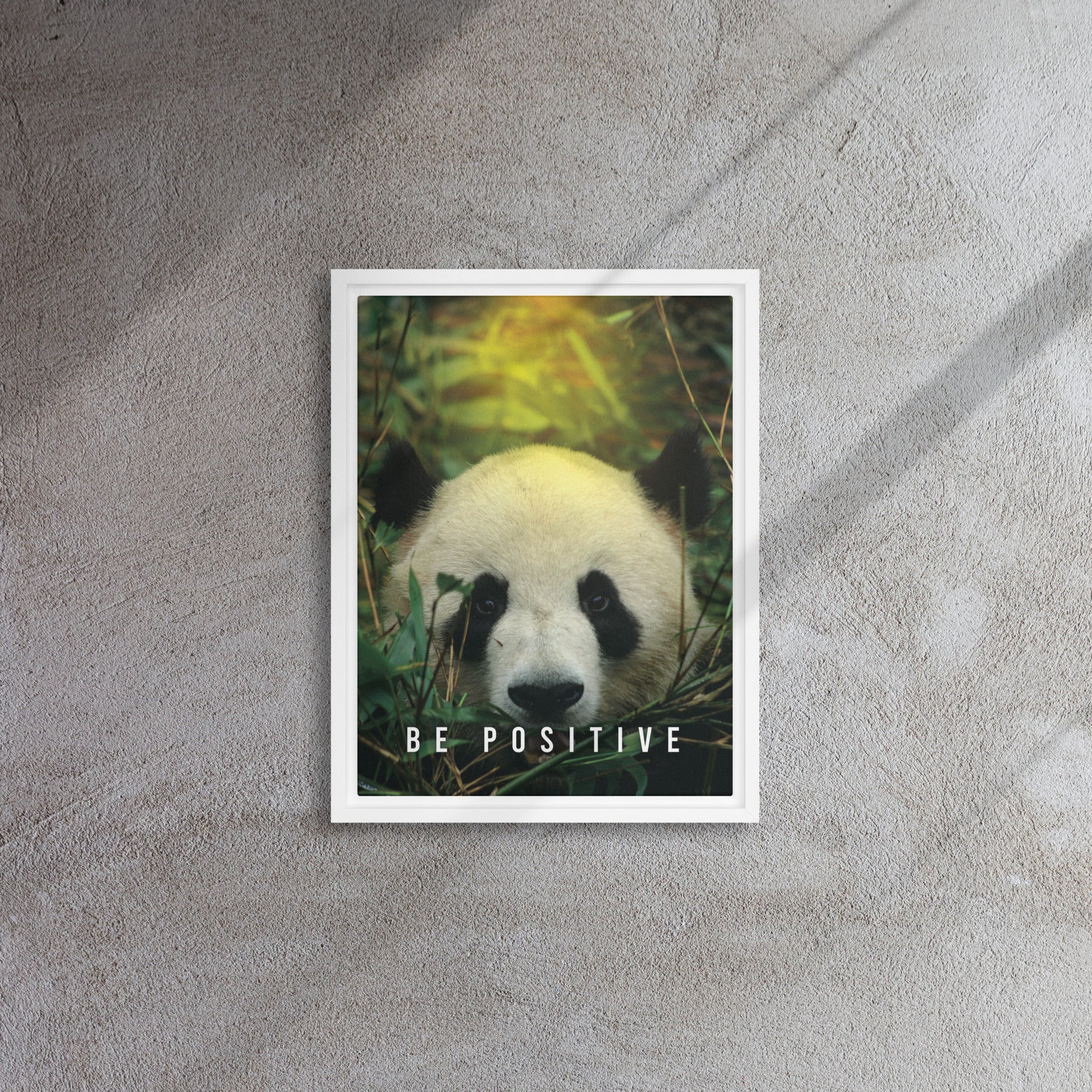 Tranquil Reflections: Be Positive - Panda Framed Affirmations Canvas - KingKanvas