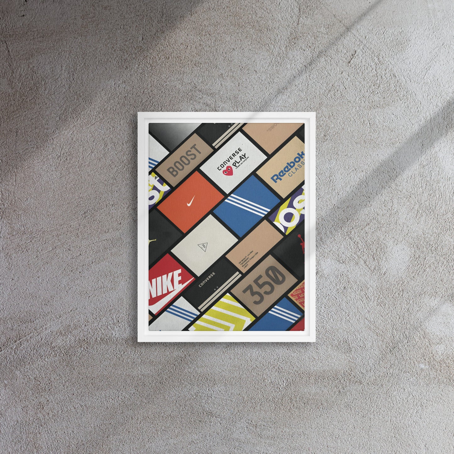 Sneaker Showcase: The Ultimate Brand Collage Framed Canvas