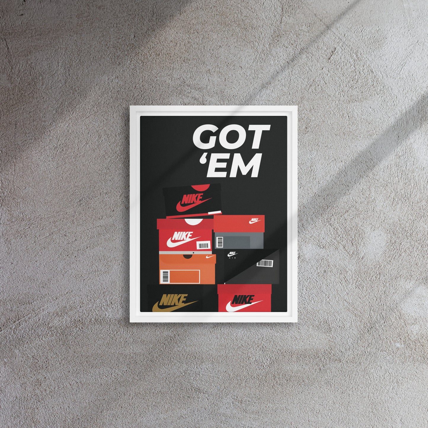 Sneaker Victory: 'Got 'Em' Nike Box Stack Framed Canvas